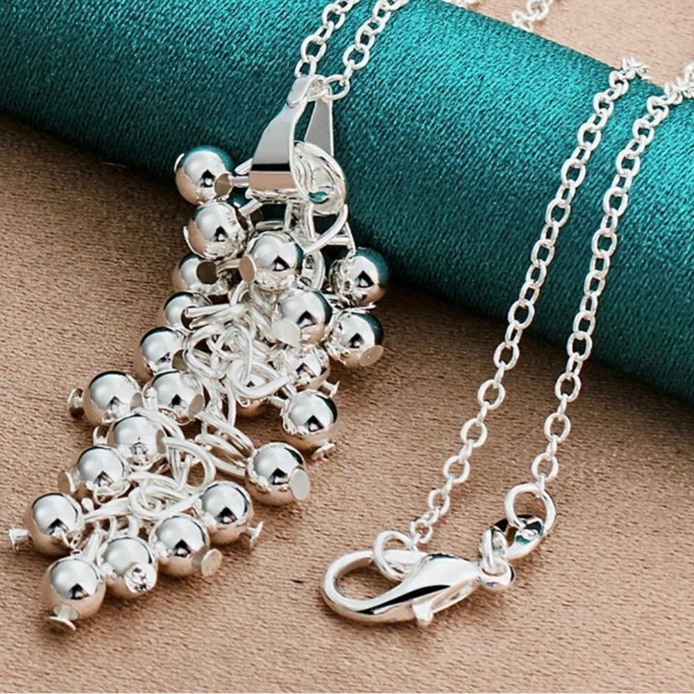925 STERLING SILVER GRAPE BEAD NECKLACE